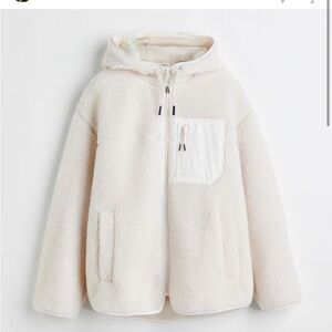 H&M Natural White Oversized Teddy Bear Jacket